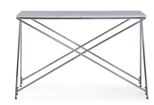 Farah 47" Sofa Table - White and Chrome