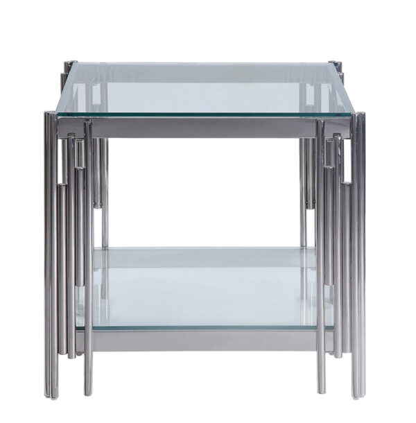 Liana 22" End Table - Glass and Stainless Steel