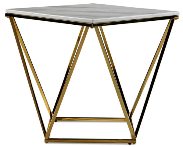 Lynn 24" End Table - Marble and Gold