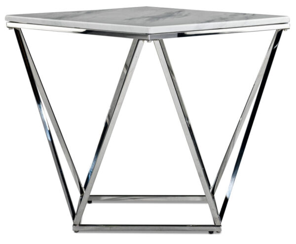Lynn 24" End Table - Marble and Stainless Steel