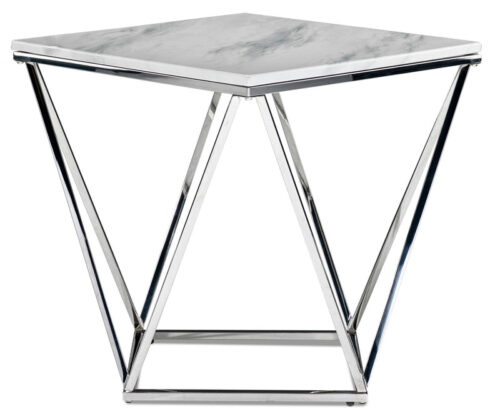 Lynn 24" End Table - Marble and Stainless Steel