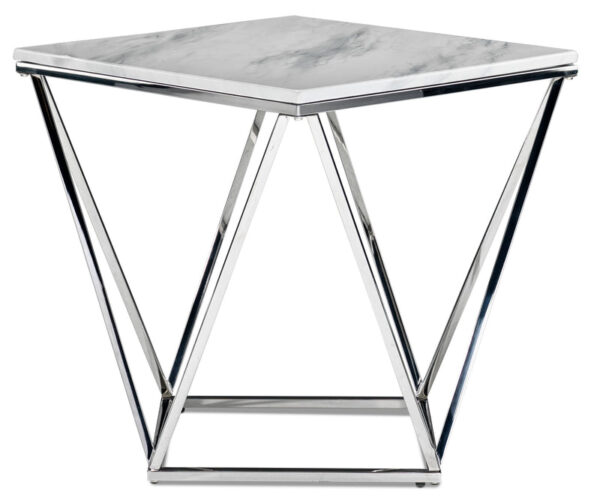 Lynn 24" End Table - Marble and Stainless Steel