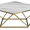 Lynn 39" Coffee Table - Marble and Gold