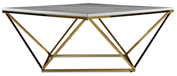 Lynn 39" Coffee Table - Marble and Gold
