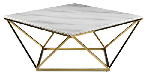 Lynn 39" Coffee Table - Marble and Gold