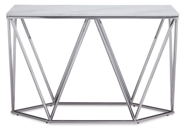 Lynn 48" Sofa Table - Marble and Stainless Steel
