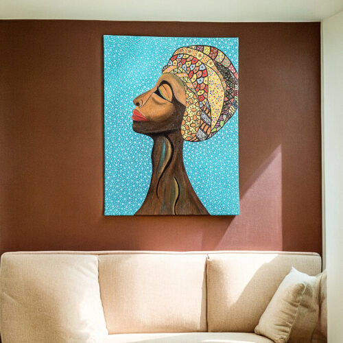 Acrylic on Canvas Painting of Woman in Expressionist Style, 'Love for My Land' Acrylic on Canvas Painting of Woman in Expressionist Style, 'Love for My Land'