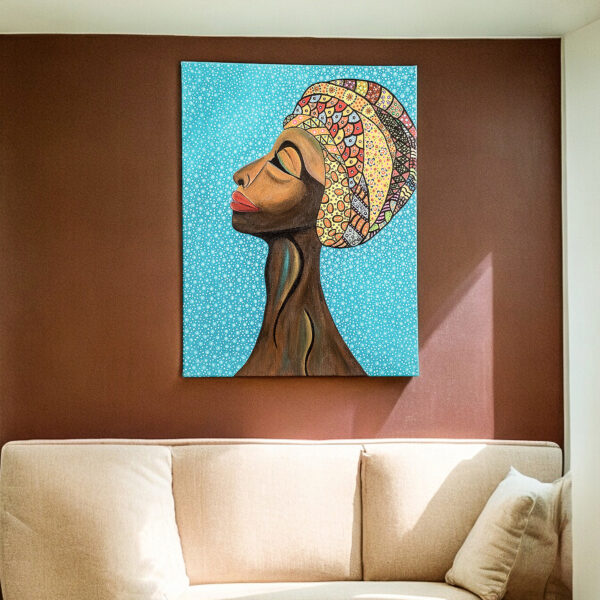 Acrylic on Canvas Painting of Woman in Expressionist Style, 'Love for My Land' Acrylic on Canvas Painting of Woman in Expressionist Style, 'Love for My Land'