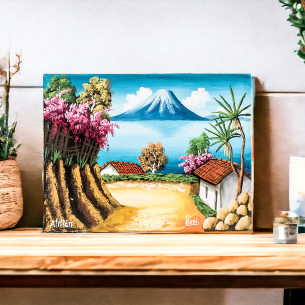 Artist's View of Lake Atitlan in Oil on Canvas, 'Road to Lake Atitlan'