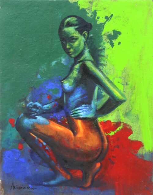 Bold and Colorful Original Signed Painting from Bali, 'Evolution of Life'