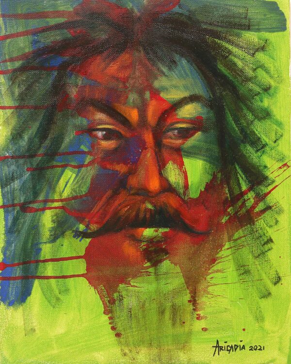 Expressionist Oil and Acrylic Painting on Canvas, 'The Man Named Genghis Khan' Expressionist Oil and Acrylic Painting on Canvas, 'The Man Named Genghis Khan'