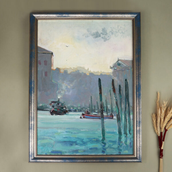 Framed Impressionist Oil on Canvas Winter Landscape Painting, 'No Name'