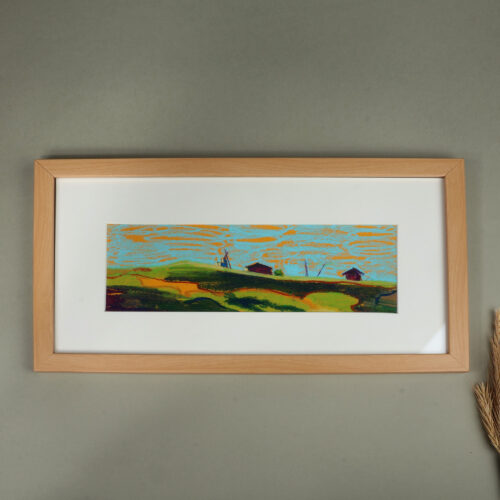 Framed Oil Pastel Landscape of Armenian Sevaberd Countryside, 'Sevaberd'