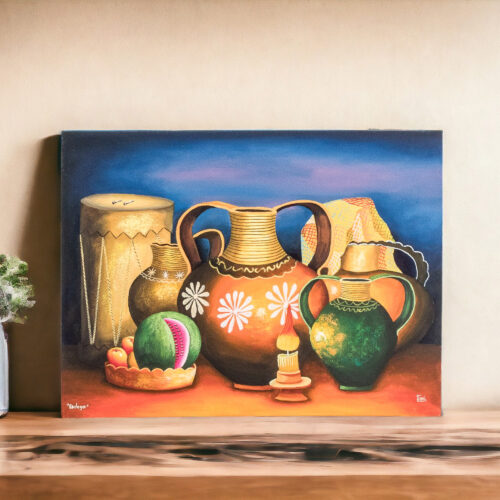 Guatemalan Still Life Painting in Oils of Folk Art Objects, 'Still Life'