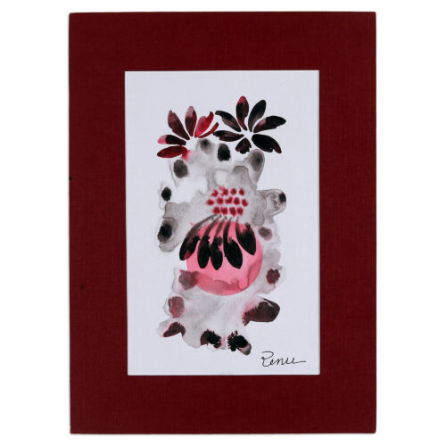 Impressionist Floral Watercolor Painting with Mat from India, 'Morning Blooms'