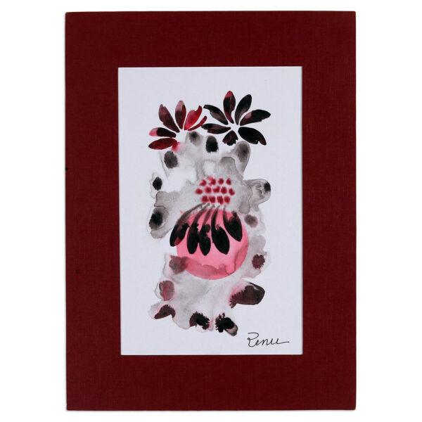 Impressionist Floral Watercolor Painting with Mat from India, 'Morning Blooms' Impressionist Floral Watercolor Painting with Mat from India, 'Morning Blooms'
