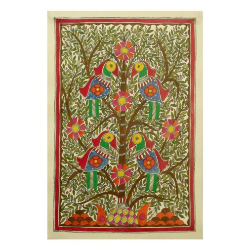 Indian Madhubani painting, 'Tree of Life'