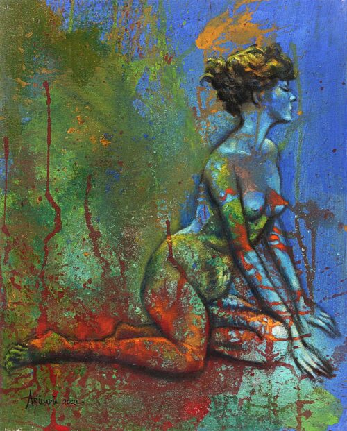 Oil and Acrylic Figure Painting on Canvas, 'Women For Your Daughter'