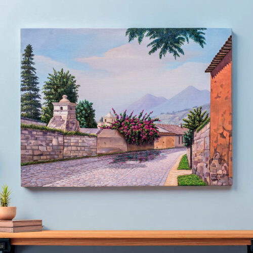 Oil Painting of Traditional Las Animas Street in Guatemala, 'In Las Animas'