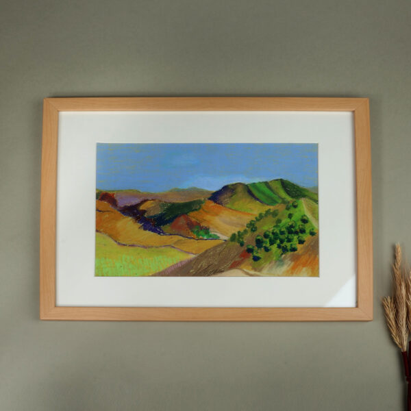 Oil Pastel on Paper Landscape of Armenian Garni Mountains, 'Mountains from Garni' Oil Pastel on Paper Landscape of Armenian Garni Mountains, 'Mountains from Garni'