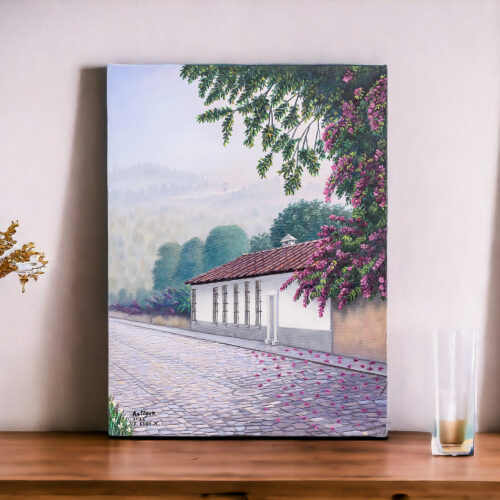 Oil Realist Painting of a Street in Antigua Guatemala, 'A Street in Antigua'