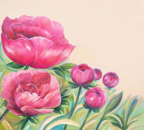 Original Acrylic Painting of Flowers, 'Ephemeral Gaze'