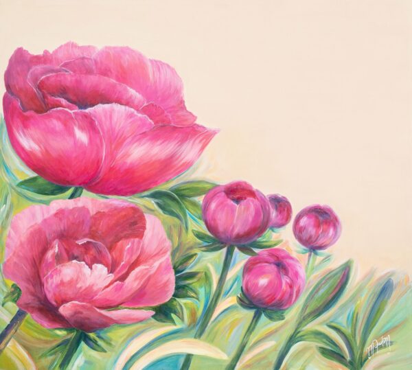 Original Acrylic Painting of Flowers, 'Ephemeral Gaze' Original Acrylic Painting of Flowers, 'Ephemeral Gaze'