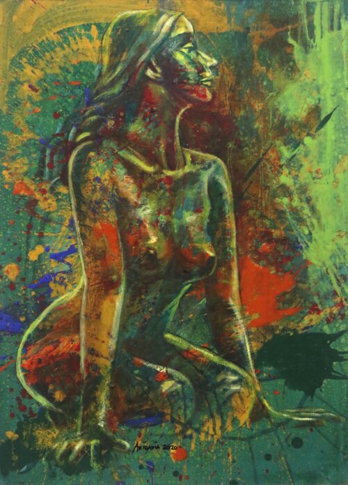 Signed Expressionist Acrylic and Oil on Canvas Painting, 'The Time Has Gone'