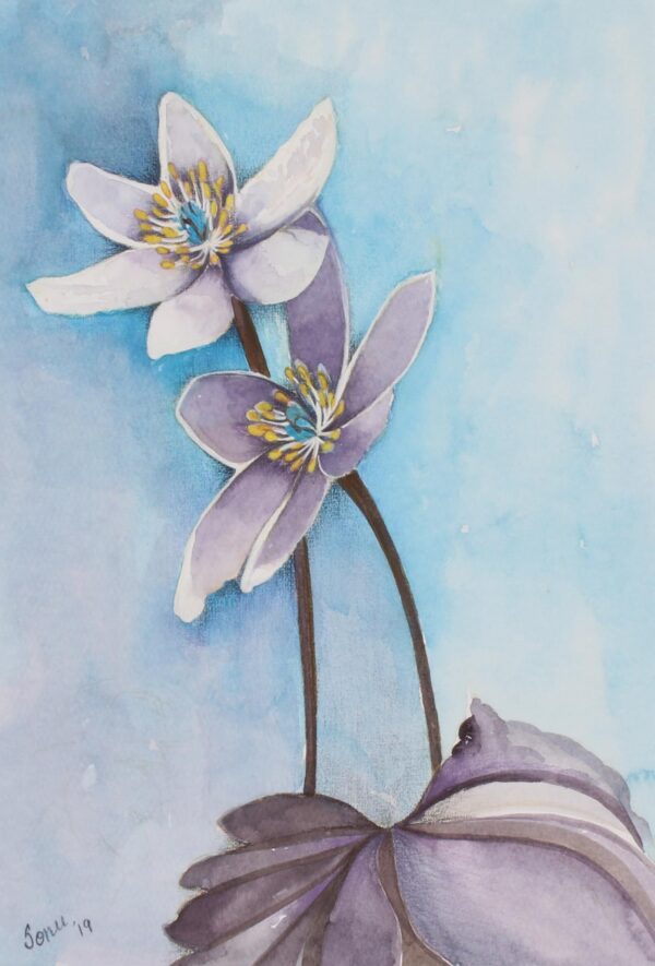 Signed Floral Realist Painting from India, 'Evening Blossom' Signed Floral Realist Painting from India, 'Evening Blossom'