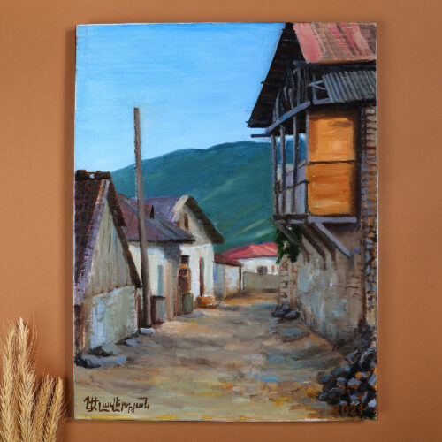 Signed Impressionist Hadrut City Oil on Canvas Painting, 'Old Quarter of Hadrut I'