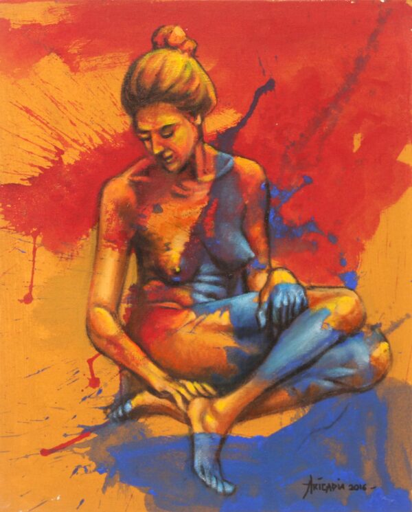Signed Javanese Figure Painting on Canvas, 'Inner Beauty' Signed Javanese Figure Painting on Canvas, 'Inner Beauty'