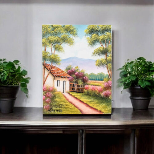 Signed Painting of a Countryside Cottage from Guatemala, 'Magic Village'