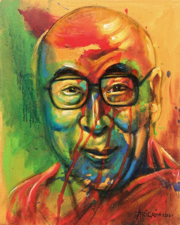 Signed Portrait Painting on Canvas, 'The Holy Dalai Lama' Signed Portrait Painting on Canvas, 'The Holy Dalai Lama'
