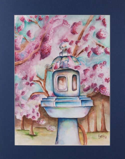 Signed Realist Painting of a Zen Garden from India, 'Zen Garden'