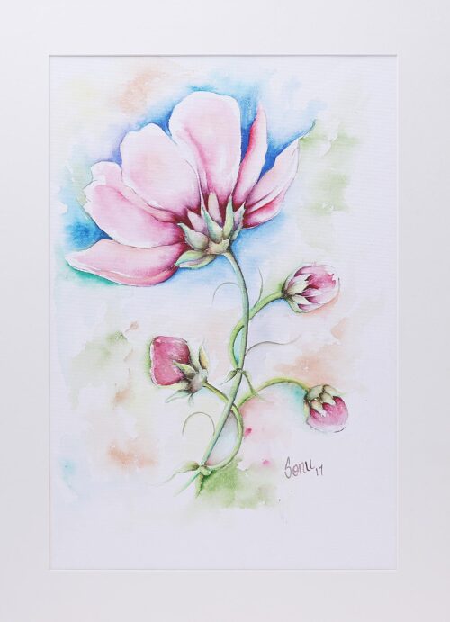 Signed Realist Poppy Flower Painting from India, 'Poppy Charm'