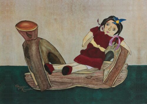 Still Life with Rag Doll Color Giclée Art Print on Canvas, 'Resting'