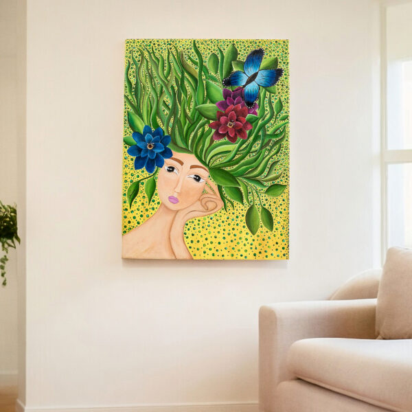 Surreal Portrait in Acrylics on Canvas, 'When I Think of You'