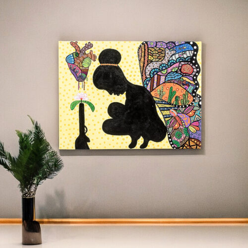 Symbolic World Peace Project Signed Expressionist Painting, 'Contemplation'