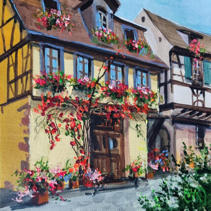 Yellow house and rose